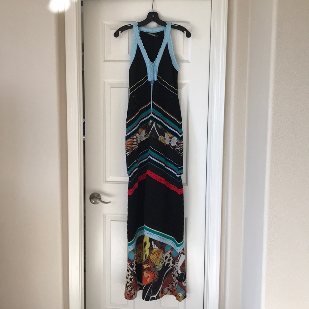Roberto Cavalli sleeveless knit butterfly dress